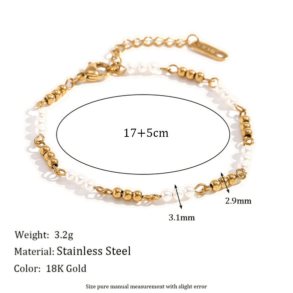 Women's Retro Fashion Stainless Steel Geometric Handmade Chain Bracelet Plated 18K Gold