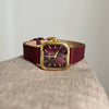 Women's Retro Fashionable Metal Leather Watch With Round Dial And Spiral Crown