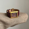 Women's Retro Fashionable Metal Leather Watch With Round Dial And Spiral Crown