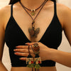 Women's Retro Feather Pendant Necklace Mixed Materials Alloy Leaf Electroplating