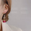 Women's Retro Flower Earrings With Copper Electroplated Handcrafted Dried Rose Design And Zircon Inlay Ear Jewelry