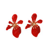 Women's Retro Flower Earrings With Drip Glaze Finish And Stainless Steel Ear Posts Fashionable Everyday Jewelry