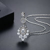 Women's Retro Flower Pendant Necklace With Copper Inlaid Zirconia Long Tassel Fashion Jewelry For Bridal Party Dress