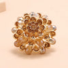 Women's Retro Flower Ring With Crystal And Diamond Accents Adjustable Alloy Statement Ring Elegant Fashion Jewelry