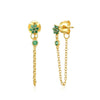 Women's Retro Flower Zircon Tassel Earrings With Silver Needle And Copper U Shaped Geometric Electroplated Design