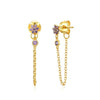 Women's Retro Flower Zircon Tassel Earrings With Silver Needle And Copper U Shaped Geometric Electroplated Design