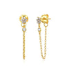 Women's Retro Flower Zircon Tassel Earrings With Silver Needle And Copper U Shaped Geometric Electroplated Design