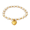 Women's Retro Freshwater Pearl Stitching 316L Stainless Steel Ball Bracelet With Heart Pendant And Electroplating Process