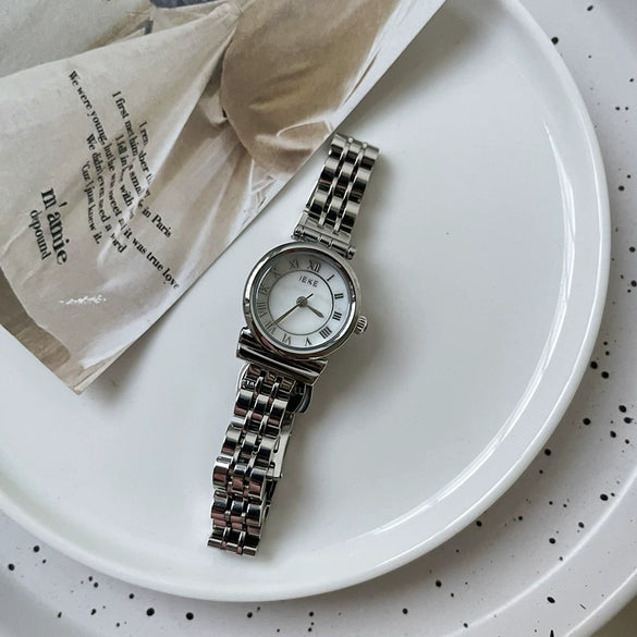 Women's Retro Fritillaria Face Alloy And Steel Belt Quartz Bracelet Watch Leisure Style Green Dial Ordinary Glass Mirror