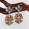 Women's Retro Geometric Alloy And Stainless Steel Earrings With Electroplating And Turquoise