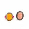 Women's Retro Geometric Alloy Open Ring With Oval Rhinestone Accents And Diamondstyle Detail For A Light Luxury Stacked Look