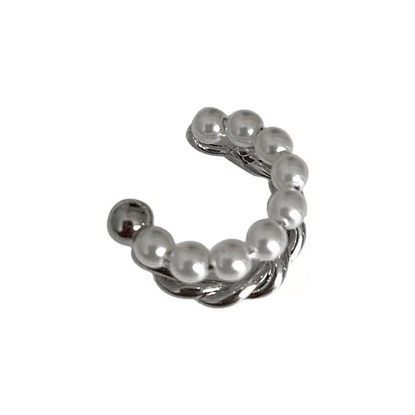 Women's Retro Geometric Alloy Pearl Clip On Earrings Elegant Electroplated Ear Clips Without Piercing Fashion Jewelry