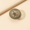 Women's Retro Geometric Alloy Statement Ring With Round Cutout Design And Electroplated Finish