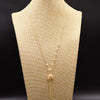 Women's Retro Geometric Beaded Pearl Chain Necklace With Electroplated Floral Design High Quality Fashion Jewelry