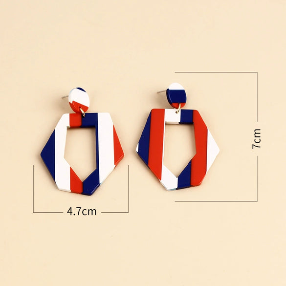 Women's Retro Geometric Bow Heart And Fivepointed Star Acrylic Drop Earrings With Handmade Finish And Steel Ear Posts