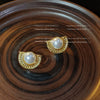 Women's Retro Geometric Copper Pearl Semi Circle Earrings With Electroplated Finish Fashion Jewelry
