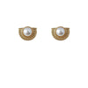 Women's Retro Geometric Copper Pearl Semi Circle Earrings With Electroplated Finish Fashion Jewelry