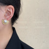 Women's Retro Geometric Copper Pearl Semi Circle Earrings With Electroplated Finish Fashion Jewelry