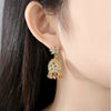 Women's Retro Geometric Copper Tassel Earrings With Zircon Crystal Accents And Electroplated Court Style Design