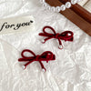 Women's Retro Geometric Flocking Velvet Pearl Bow Handmade Hairpin Hair Accessory