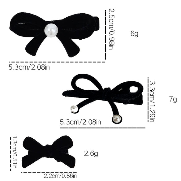 Women's Retro Geometric Flocking Velvet Pearl Bow Handmade Hairpin Hair Accessory