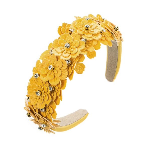 Women's Retro Geometric Glass Diamond Flower Headband Hair Accessories