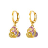 Women's Retro Geometric Gold Plated Earrings With Colorful Artificial Gemstone Accents