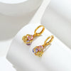 Women's Retro Geometric Gold Plated Earrings With Colorful Artificial Gemstone Accents