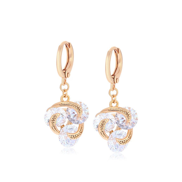 Women's Retro Geometric Gold Plated Earrings With Colorful Artificial Gemstone Accents