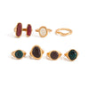 Women's Retro Geometric Gradient Resin Gemstone Alloy Ring With Wide Stackable Design And Plated Metal Edge
