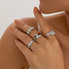 Women's Retro Geometric Hollow Diamond Alloy Rhinestone Electroplated Ring Set