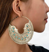 Women's Retro Geometric Hollow Round Earrings Electroplated Stainless Steel Fashion Jewelry Wholesale