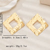 Women's Retro Geometric Irregular Embossed Alloy Earrings With Diamond Shape And Electroplated Finish