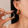 Women's Retro Geometric Leopard Print Flocking Copper Earrings With Real Gold Electroplating
