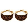 Women's Retro Geometric Leopard Print Flocking Copper Earrings With Real Gold Electroplating