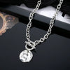 Women's Retro Geometric Metal Doublelayer O Word Chain Necklace With Portrait Relief And Electroplating Design