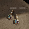 Women's Retro Geometric Metal Earrings With Color Block Irregular Shape And Dripping Oil Finish Elegant Fashion Design