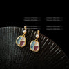 Women's Retro Geometric Metal Earrings With Color Block Irregular Shape And Dripping Oil Finish Elegant Fashion Design