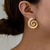 Women's Retro Geometric Metal Shellshaped Long Drop Earrings With Bold Statement Design