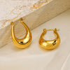 Women's Retro Geometric Oval Stainless Steel Earrings With 18K Gold Plated