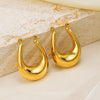 Women's Retro Geometric Oval Stainless Steel Earrings With 18K Gold Plated