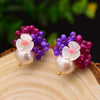 Women's Retro Geometric Pearl Earrings With Blue Natural Stone Electroplated High Grade Silver Vintage Style