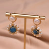Women's Retro Geometric Pearl Earrings With Crystal Inlay And Freshwater Round Pearl Electroplated Statement Jewelry