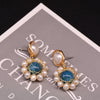 Women's Retro Geometric Pearl Earrings With Crystal Inlay And Freshwater Round Pearl Electroplated Statement Jewelry