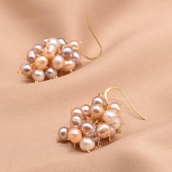 Women's Retro Geometric Pearl Earrings With Embossed Electroplated Finish High Quality 925 Silver Jewelry