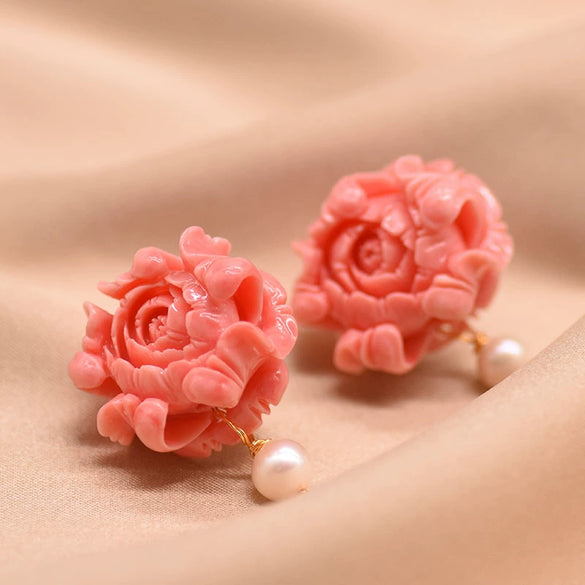 Women's Retro Geometric Pearl Earrings With Embossed Electroplated Finish High Quality 925 Silver Jewelry