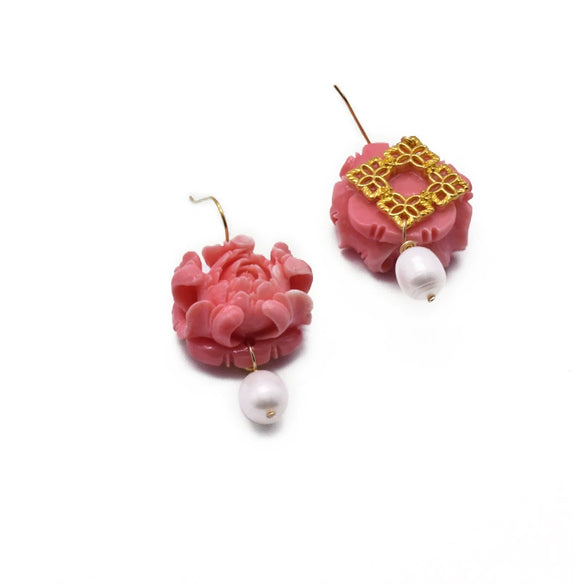 Women's Retro Geometric Pearl Earrings With Embossed Electroplated Finish High Quality 925 Silver Jewelry
