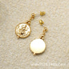 Women's Retro Geometric Relief Goldplated Copper Earrings With Electroplated Finish