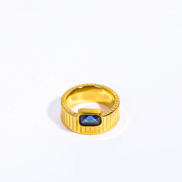 Women's Retro Geometric Stainless Steel Emerald Zircon Earrings With Vacuum Plating 18K Real Gold