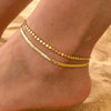 Women's Retro Geometric Stainless Steel Layered Anklet With Gold Tone Finish Fashion Original Design Jewelry
